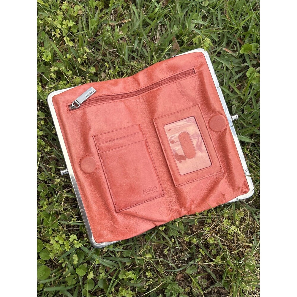 Hobo International Lauren Double Frame Leather Clutch Wallet, Coral - Picture 4 of 8